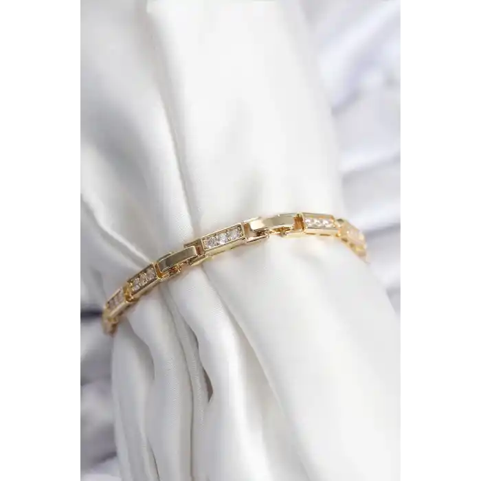 Pirinç VIP Seri Gold Renk Parçalı Model Kadın Bileklik