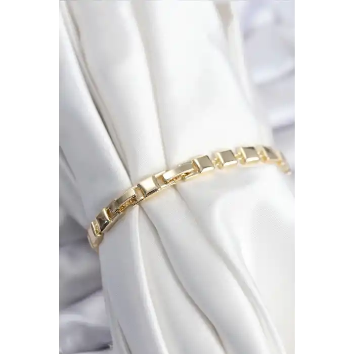 Pirinç VIP Seri Gold Renk Zirkon Taşlı Model Kadın Bileklik