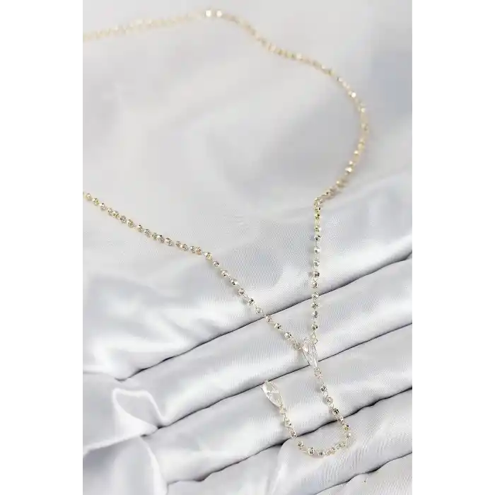 Pirinç Zirkon Taşlı Gold Renk Kadın Y Kolye