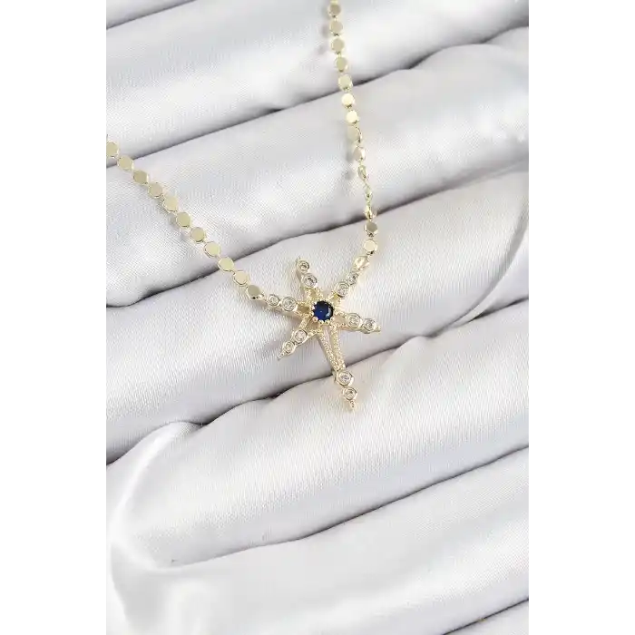 Pirinç Zirkon Taşlı Kutup Yıldızı Model Ezme Zincir Gold Renk Kadın Kolye