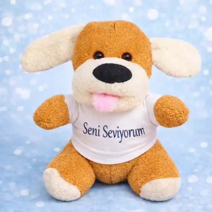 Seni Seviyorum Tişörtlü Sevimli Peluş Oyuncak Köpek