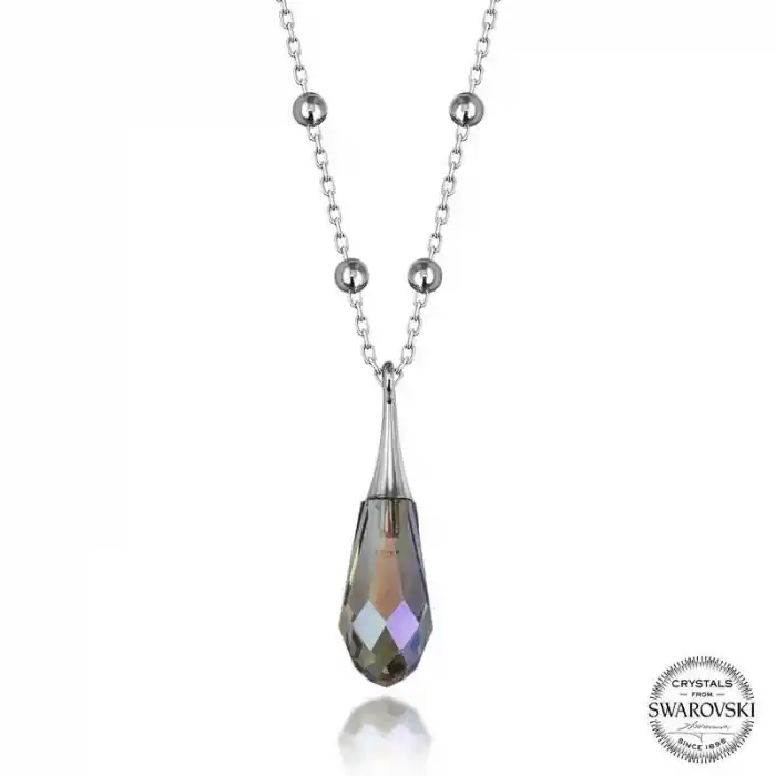 Swarovski Crystal Taşlı Ametist Top Zincir Gümüş Kadın Kolye
