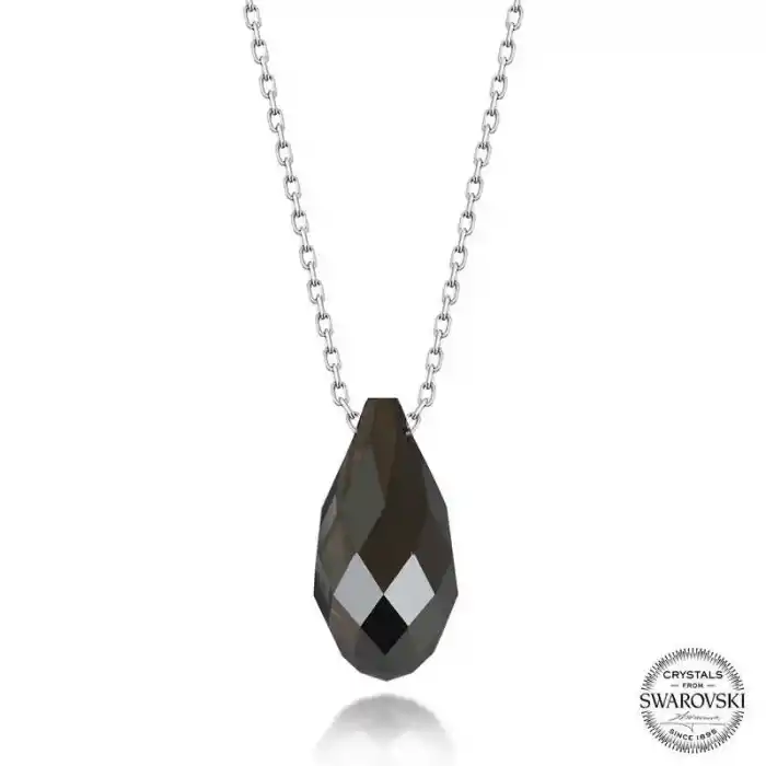 Swarovski Crystal Taşlı Drop Kesim Gümüş Kadın Kolye