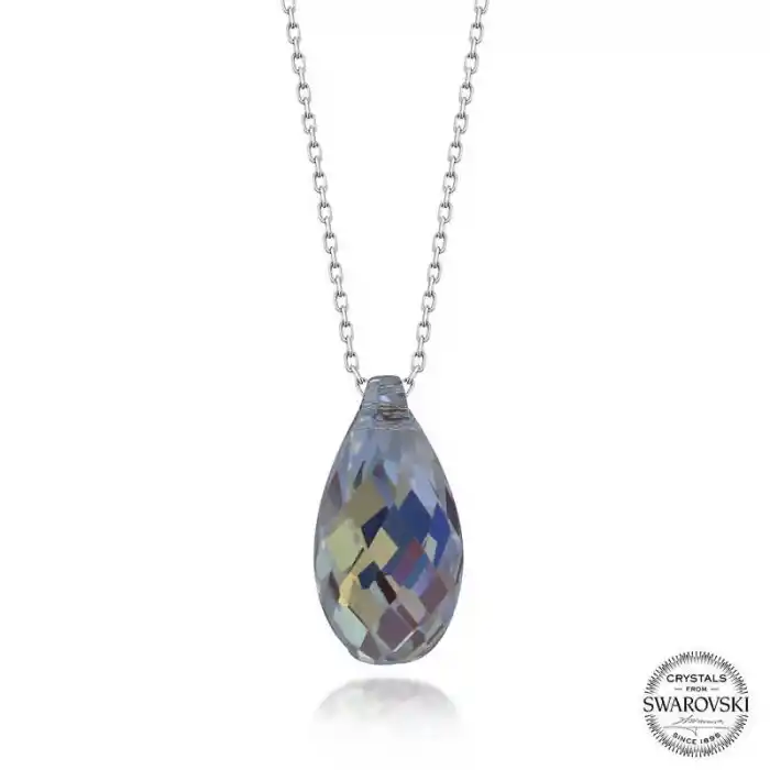 Swarovski Crystal Taşlı Drop Kesim Gümüş Kadın Kolye
