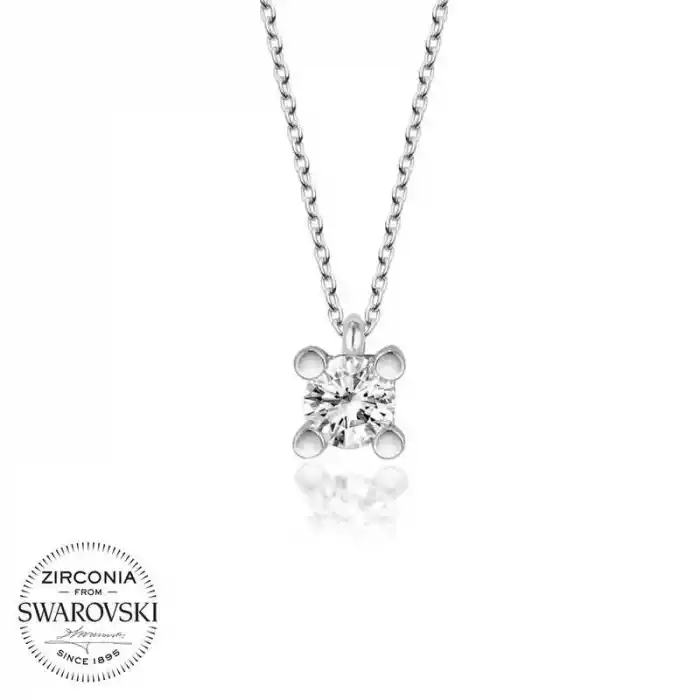 Swarovski Taşlı Gümüş Tektaş Bayan Kolye