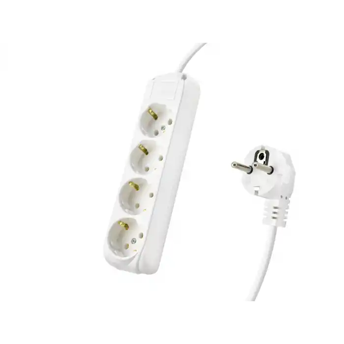 Topraklı Uzatma Kablosu 4 Priz 3 M - Beyaz 9240102