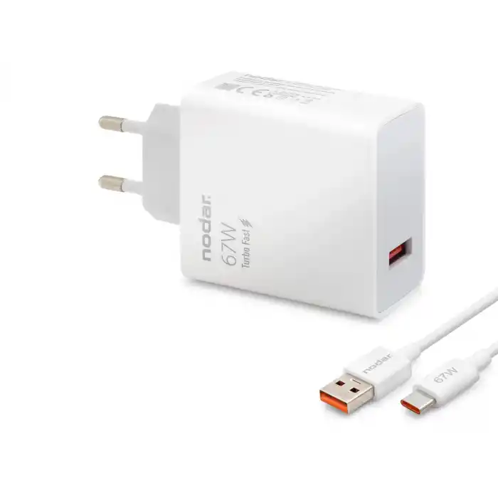 Type-C Hızlı Şarj Seti 67W Usb Adaptörlü - Beyaz ND1008