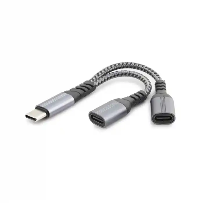 Type-C To 2 x Type-C F Kablo Car Şarj Siyah GJ-015
