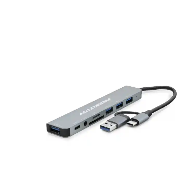Usb 3.0 & Type-C Hub Audio Kart Okuyucu 8 Port - Gri HDX7828