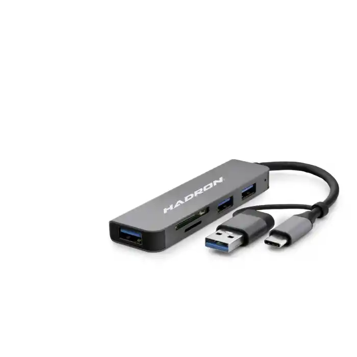 Usb 3.0 & Type-C Hub Kart Okuyucu 5 Port - Gri HDX7826