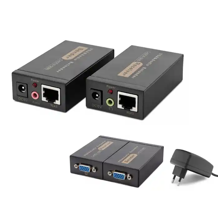 Vga + Ses Rj45 Extender Seti 100 M - Siyah HDX1318