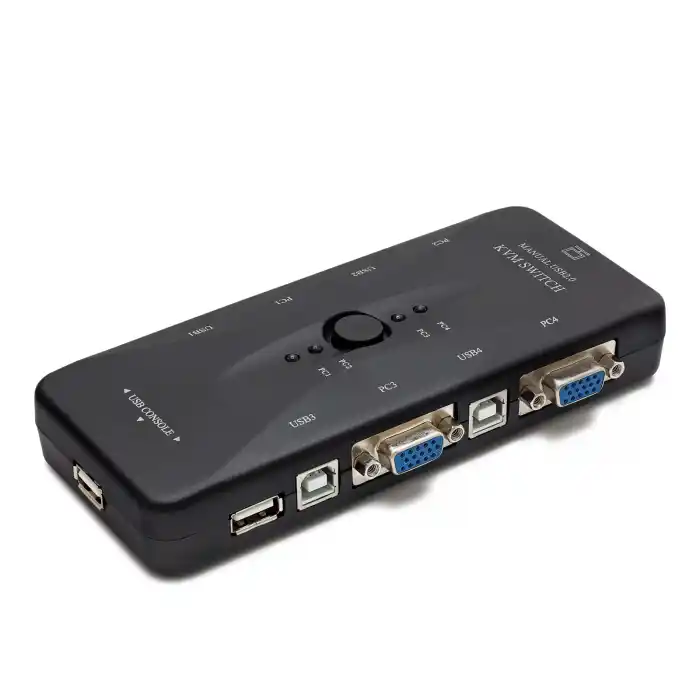 Vga Usb Kvm Swıtch 4 In 1 Out + 4 Port Usb Console - Sıyah HD230