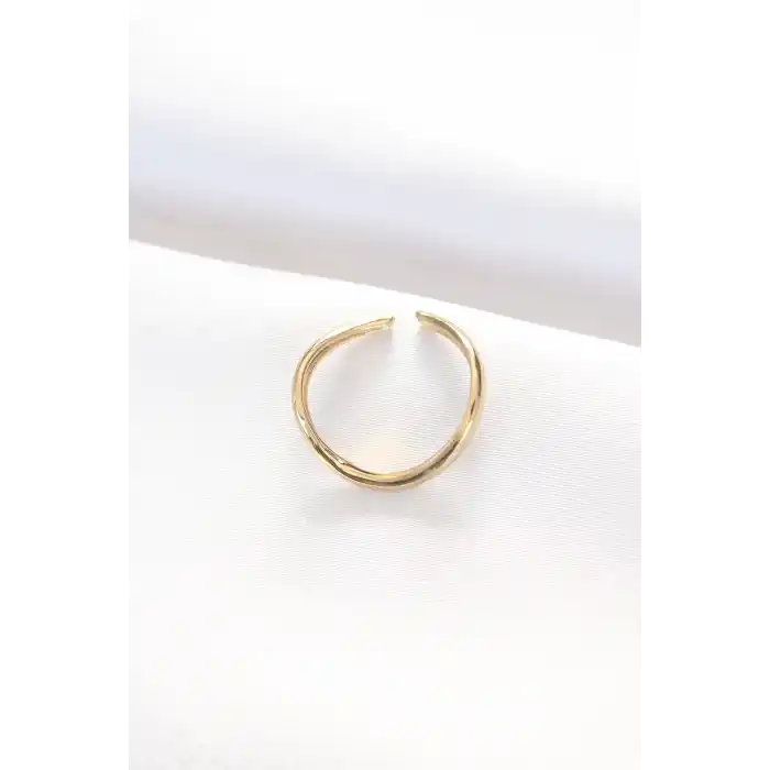 Yassı Gold Renk Ayarlanabilir Yüzük