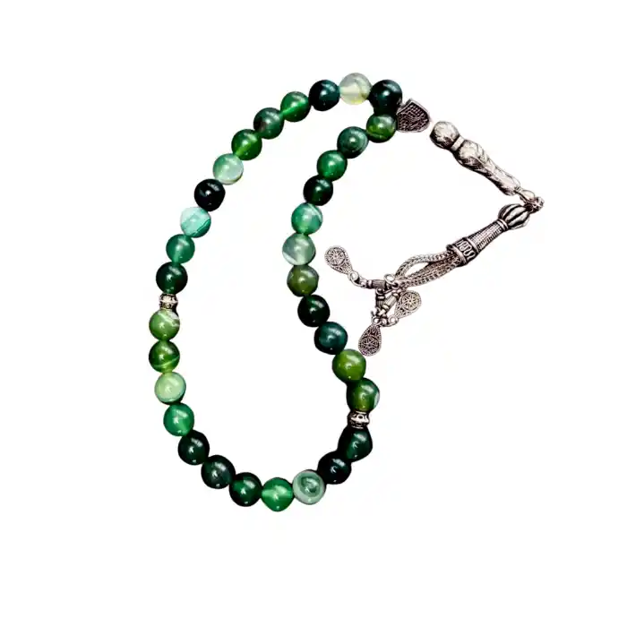 Yeşil Beyaz Akik tesbih