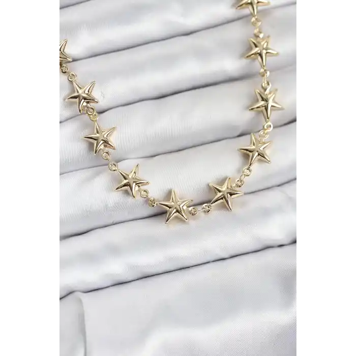 Yıldız Model Pirinç Gold Renk Kadın Kolye