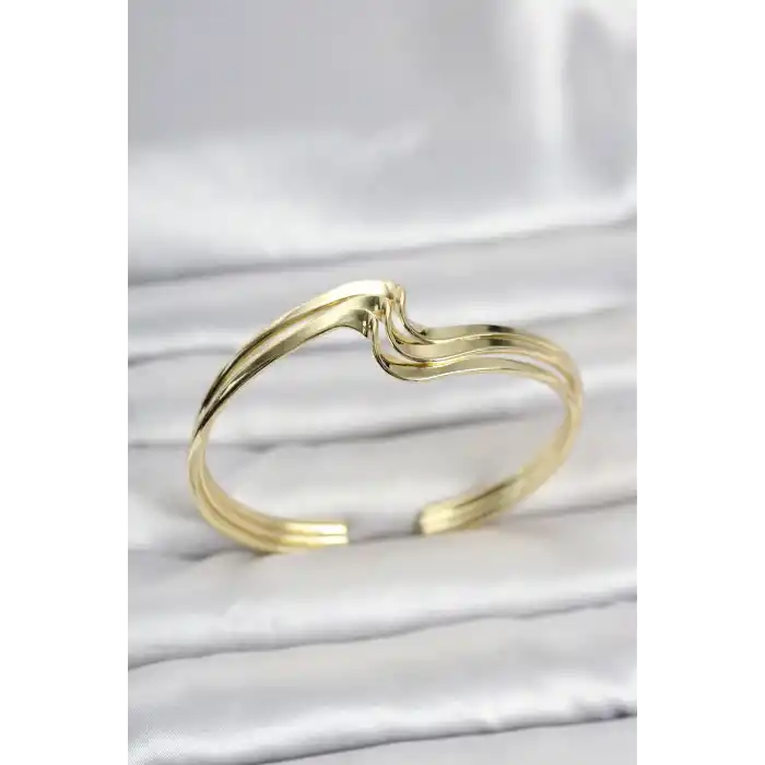 Zikzak Model Gold Renk Pirinç Kadın Bileklik