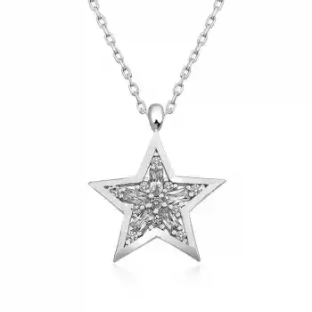 ​​Gümüş Baget Taşlı Yıldız Kolye