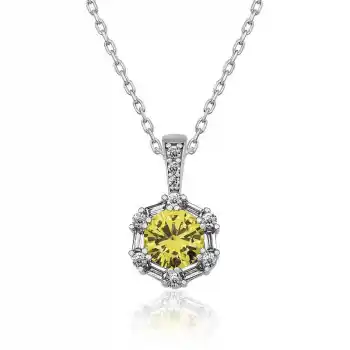 ​Gümüş Buğday Sarısı Baget Taşlı Bayan Kolye