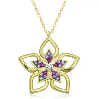 ​Gümüş Gold Çiçek Kadın Kolye