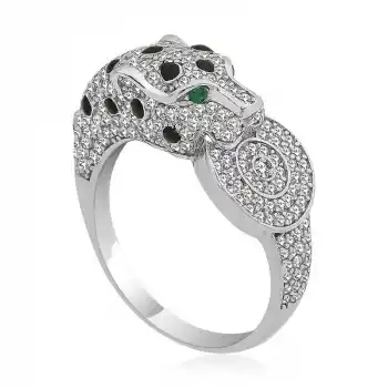 ​Gümüş Kaplan Figürlü Bayan Yüzük