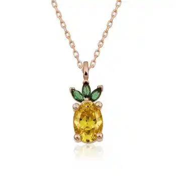 ​Gümüş Rose Ananas Figür Meyve Kolye
