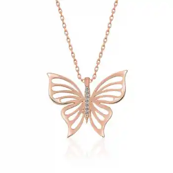 ​Gümüş Rose Bahar Kelebeği Bayan Kolye
