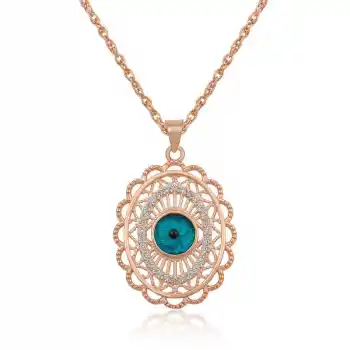 ​Gümüş Rose Oval Nazar Bayan Kolye