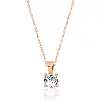 ​Gümüş Rose Tek Taş Kolye