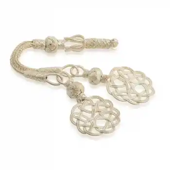 ​Gümüş Trabzon Örmesi Çift Başlı Kazaz Tesbih Püskülü