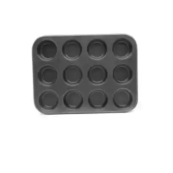 12 GÖZLÜ METAL - SİYAH DÜZ MUFFIN KALIP (5069)