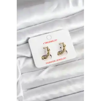 14K Gold Renk Kaplama Burgu Model CM Kadın Küpe