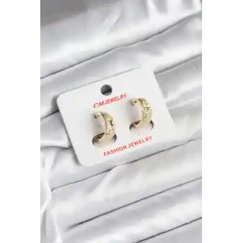 14K Gold Renk Kaplama Lazer Halka CM Kadın Küpe