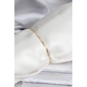 14K Gold Renk Kaplama Minimal Zincir Model CM Kadın Bileklik