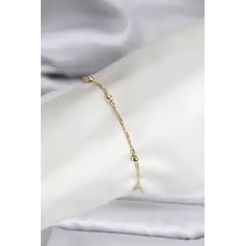 14K Gold Renk Kaplama Topçuklu Model CM Kadın Bileklik