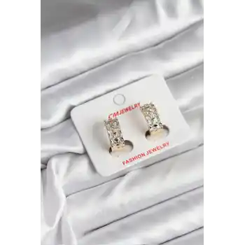 14K Gold Renk Kaplama Zirkon Taşlı CM Kadın Küpe