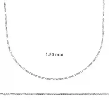 1.50 mm Gümüş Figaro Zincir - 0.40 mikron