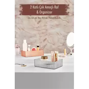 2 Katlı Kullanılabilen Makyaj Kutusu & Çok Amaçlı Kutu & Organizer