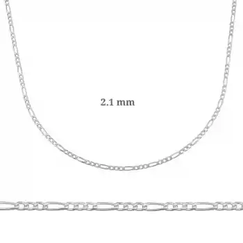 2.10 mm Gümüş Figaro Zincir - 0.60 mikron