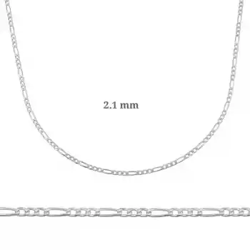 2.10 mm Gümüş Figaro Zincir - 0.60 mikron