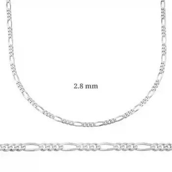 2.8 mm Gümüş Figaro Zincir - 0.80 mikron