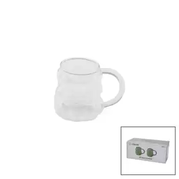 2PCS  ÜZÜM - KABARCIKLI KULPLU CAM BARDAK TERMİSİL - ISIYA DAYANIKLI BOROSİLİKAT350ML (5069)
