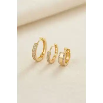 3 lü Set Gold Renk Halka Model Küpe