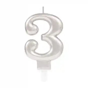 3 Rakam Mum Gümüş Renk