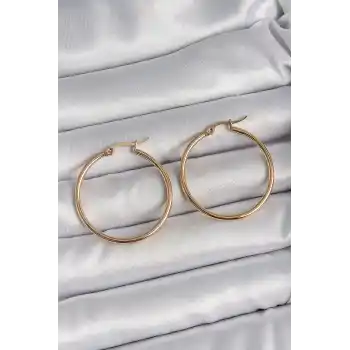 316 Çelik Gold Renk 33 mm Kadın Halka Model Kadın Küpe
