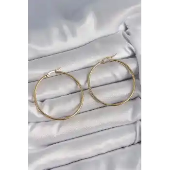 316 Çelik Gold Renk 43 mm Halka Model Kadın Küpe