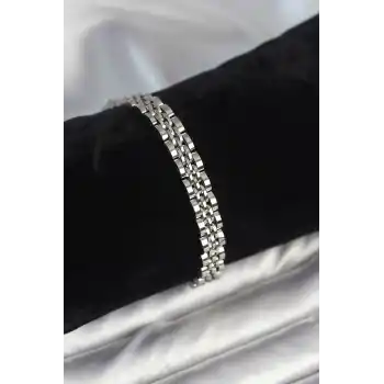 316L Çelik 7 mm Kalınlıkta Gümüş Renkli Erkek Bileklik