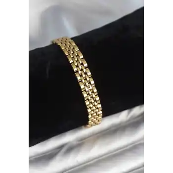 316L Çelik 9 mm Kalınlıkta Gold Renkli Erkek Bileklik