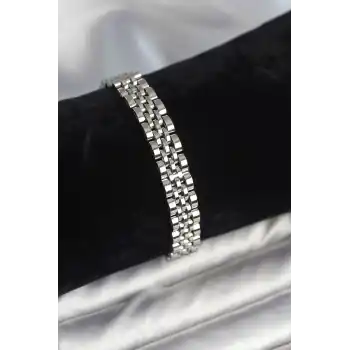 316L Çelik 9 mm Kalınlıkta Gümüş Renkli Erkek Bileklik