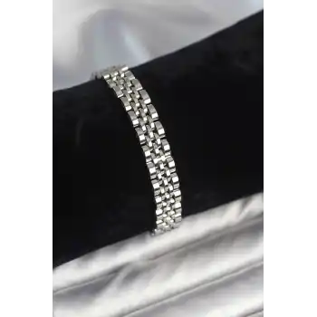 316L Çelik 9 mm Kalınlıkta Gümüş Renkli Erkek Bileklik