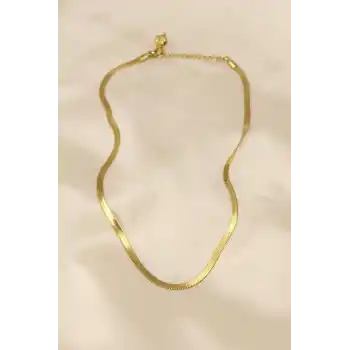 316L Çelik Altın Renk 45 cm İtalyan Zincir Model Kadın Kolye